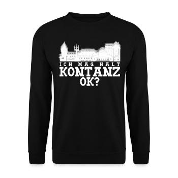 Bodensee Ich mag Konstanz Konstanzer - Unisex Pullover - Schwarz - Vorne - Alina (178cm) & Michal (187cm)