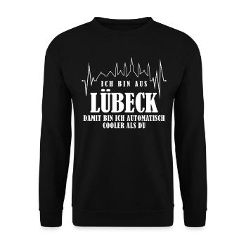 Lübeck Spruch Lübecker - Unisex Pullover - Schwarz - Vorne - Alina (178cm) & Michal (187cm)
