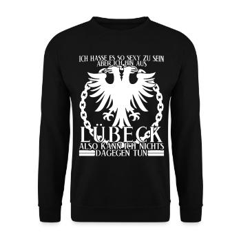 Lübeck Witz Lübecker - Unisex Pullover - Schwarz - Vorne - Alina (178cm) & Michal (187cm)