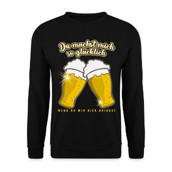 Bier Biertrinker Bierbrauer - Unisex Pullover - Schwarz - Vorne - Alina (178cm) & Michal (187cm)