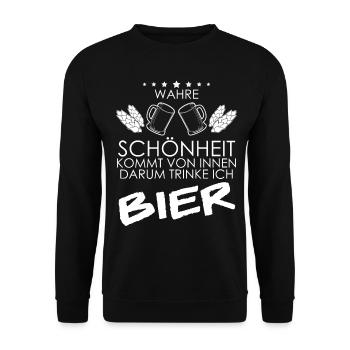 Bier Bierspruch Biertrinker Bierbrauer - Unisex Pullover - Schwarz - Vorne - Alina (178cm) & Michal (187cm)