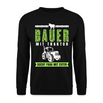 Single Bauer Traktor Alleinstehend - Unisex Pullover - Schwarz - Vorne - Alina (178cm) & Michal (187cm)