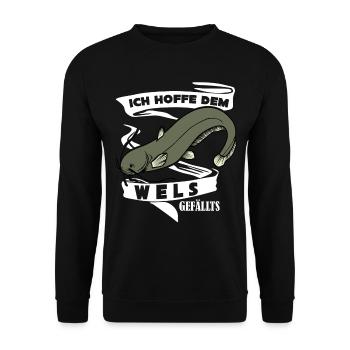 Angler Wels Waller Angelsport Angeln - Unisex Pullover - Schwarz - Vorne - Alina (178cm) & Michal (187cm)