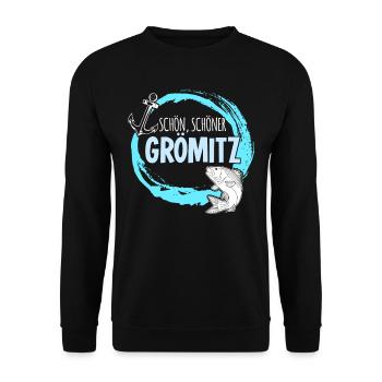 Grömitz Urlaub Ostsee - Unisex Pullover - Schwarz - Vorne - Alina (178cm) & Michal (187cm)