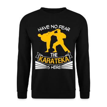 Karate Spruch Kampfsport - Unisex Pullover - Schwarz - Vorne - Alina (178cm) & Michal (187cm)