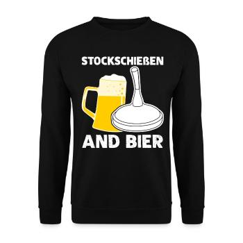 Eisstock Stockschießen Bier Stockschütze - Unisex Pullover - Schwarz - Vorne - Alina (178cm) & Michal (187cm)