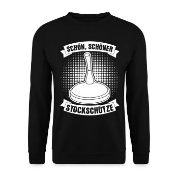 Stockschießen Eisstock Witz Stockschütze - Unisex Pullover - Schwarz - Vorne - Alina (178cm) & Michal (187cm)