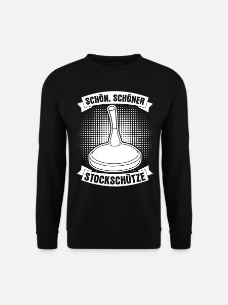 Stockschießen Eisstock Witz Stockschütze - Unisex Pullover - Schwarz