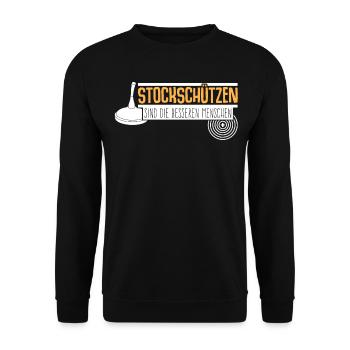 Eisstock Witz Stockschießen Stocksport - Unisex Pullover - Schwarz - Vorne - Alina (178cm) & Michal (187cm)
