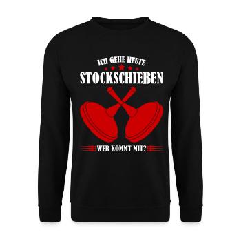Stockschießen Stockschütze Eisstock - Unisex Pullover - Schwarz - Vorne - Alina (178cm) & Michal (187cm)