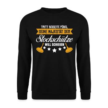 Eisstock Stockschießen Witz Stockschütze - Unisex Pullover - Schwarz - Vorne - Alina (178cm) & Michal (187cm)
