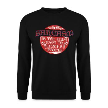 Sarkasmus lustiger Spruch mit Ironie - Unisex Pullover - Schwarz - Vorne - Alina (178cm) & Michal (187cm)
