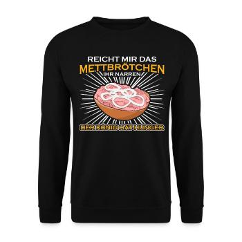 Mettbrötchen Mettfleisch Mettigel Mett - Unisex Pullover - Schwarz - Vorne - Alina (178cm) & Michal (187cm)