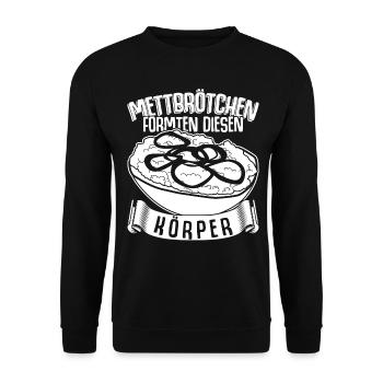 Mettbrötchen Hackfleisch Mett Mettigel - Unisex Pullover - Schwarz - Vorne - Alina (178cm) & Michal (187cm)