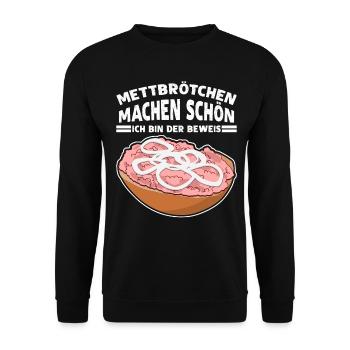 Mettigel Hackfleisch Mett Mettbrötchen - Unisex Pullover - Schwarz - Vorne - Alina (178cm) & Michal (187cm)