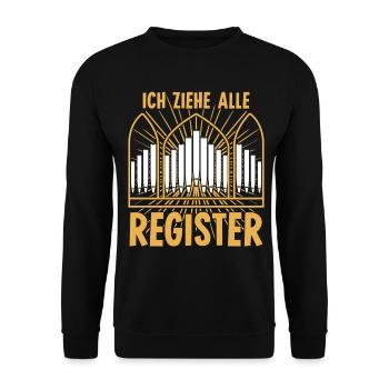 Orgel Register ziehen Orgelspieler - Unisex Pullover - Schwarz - Vorne - Alina (178cm) & Michal (187cm)