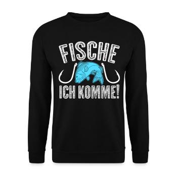 Angeln Fischen Fischer Angelhaken Angler - Unisex Pullover - Schwarz - Vorne - Alina (178cm) & Michal (187cm)