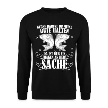 Angeln Angelrute Fischer Witz Angler - Unisex Pullover - Schwarz - Vorne - Alina (178cm) & Michal (187cm)