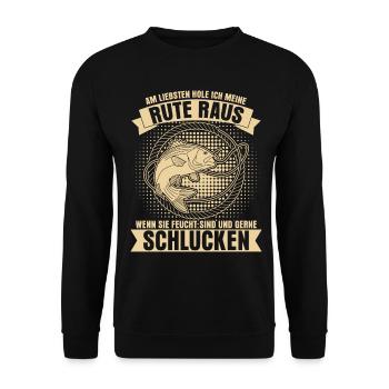 Angler Fischer feuchter Fisch Angeln - Unisex Pullover - Schwarz - Vorne - Alina (178cm) & Michal (187cm)