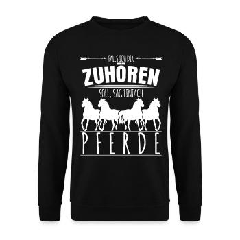 Reiten Reiter Pferde Pferd - Unisex Pullover - Schwarz - Vorne - Alina (178cm) & Michal (187cm)