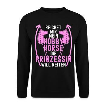 Hobby Horse Hobbyhorse Steckenpferd - Unisex Pullover - Schwarz - Vorne - Alina (178cm) & Michal (187cm)