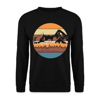 Watzmann Hiking Retro Watzmann Massif - Unisex Sweatshirt - black - Front - Alina (178cm) & Michal (187cm)