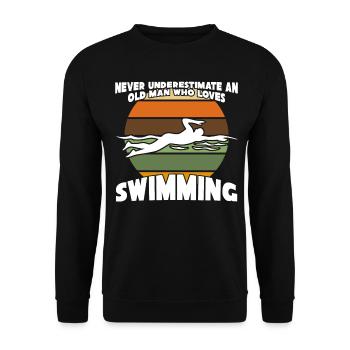 Schwimmer alter Mann Schwimmtrainer - Unisex Pullover - Schwarz - Vorne - Alina (178cm) & Michal (187cm)