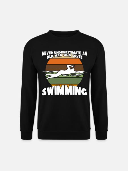 Schwimmer alter Mann Schwimmtrainer - Unisex Pullover - Schwarz