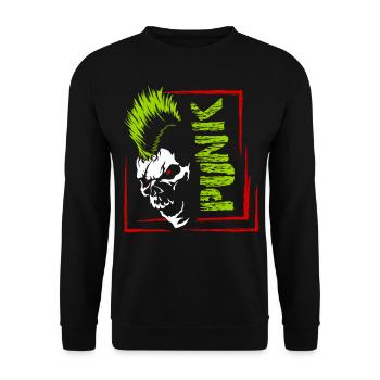 Punk Musik Punker Punkrock Irokesenschnitt Rocker - Unisex Pullover - Schwarz - Vorne - Alina (178cm) & Michal (187cm)