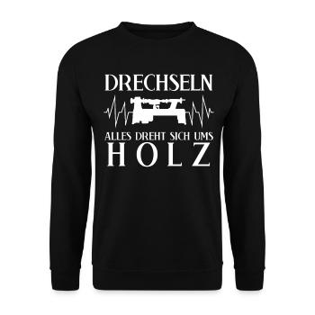 Drechseln Drechsler Drechselbank - Unisex Pullover - Schwarz - Vorne - Alina (178cm) & Michal (187cm)