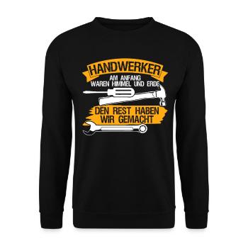 Handwerker Spruch Handwerk - Unisex Pullover - Schwarz - Vorne - Alina (178cm) & Michal (187cm)