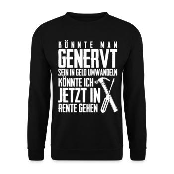 Genervter Handwerker Handwerk - Unisex Pullover - Schwarz - Vorne - Alina (178cm) & Michal (187cm)