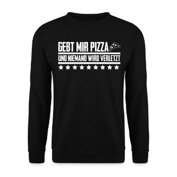 Pizza Pizzaria Pizzarezept Pizzabäcker - Unisex Pullover - Schwarz - Vorne - Alina (178cm) & Michal (187cm)