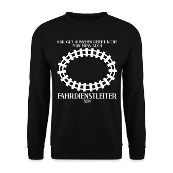 Fahrdienstleiter Züge Witz Zugführer - Unisex Pullover - Schwarz - Vorne - Alina (178cm) & Michal (187cm)