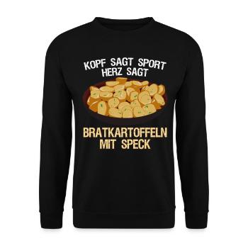 Bratkartoffeln Kartoffeln - Unisex Pullover - Schwarz - Vorne - Alina (178cm) & Michal (187cm)