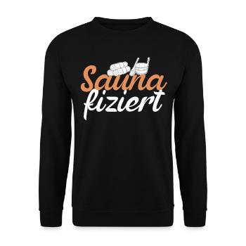 Sauna Saunisten Saunist Saunieren - Unisex Pullover - Schwarz - Vorne - Alina (178cm) & Michal (187cm)