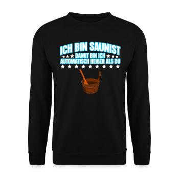 Sauna Saunisten Heißer Saunist Saunieren - Unisex Pullover - Schwarz - Vorne - Alina (178cm) & Michal (187cm)