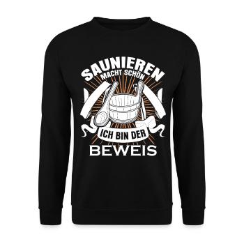 Saunieren Saunisten Saunist Sauna - Unisex Pullover - Schwarz - Vorne - Alina (178cm) & Michal (187cm)