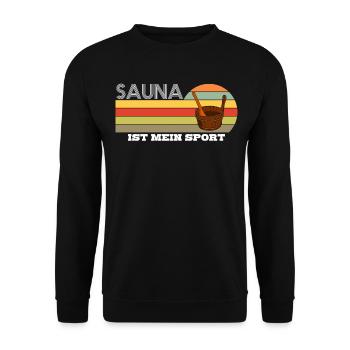 Sauna Sport Saunieren Saunisten Saunist - Unisex Pullover - Schwarz - Vorne - Alina (178cm) & Michal (187cm)