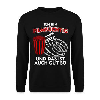Popcorn Kino Filme Filmabend Heimkino - Unisex Pullover - Schwarz - Vorne - Alina (178cm) & Michal (187cm)