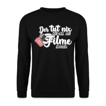 Popcorn Filmabend Heimkino Kino Filme - Unisex Pullover - Schwarz - Vorne - Alina (178cm) & Michal (187cm)