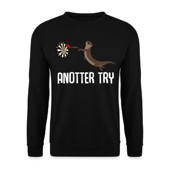 Darts Otter Dartpfeil Dart - Unisex Sweatshirt - black - Front - Alina (178cm) & Michal (187cm)