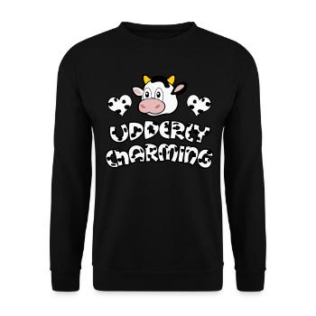 Cow Farmer Veau Veau Vaches de ferme - Sweat-shirt Unisexe - noir - Devant - Alina (178cm) & Michal (187cm)