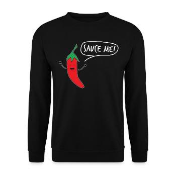 Chili Sauce Hot Chilli Sauce "Sauce me" - Unisex Sweatshirt - black - Front - Alina (178cm) & Michal (187cm)