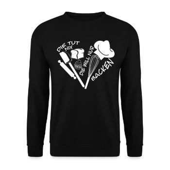 Bäcker Die will nur Backen Bäckerei - Unisex Pullover - Schwarz - Vorne - Alina (178cm) & Michal (187cm)