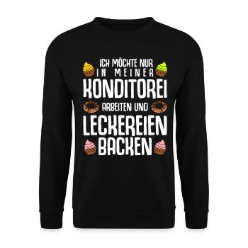 Konditor Süßgebäck Backen Konditorei - Unisex Pullover - Schwarz - Vorne - Alina (178cm) & Michal (187cm)