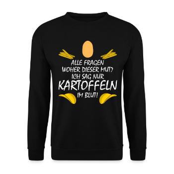 Kartoffel Pommes Frites Chips Kartoffeln - Unisex Pullover - Schwarz - Vorne - Alina (178cm) & Michal (187cm)