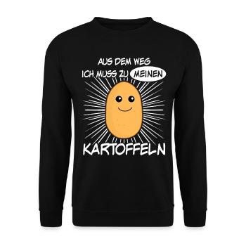 Kartoffel Kartoffelbauer Kartoffeln - Unisex Pullover - Schwarz - Vorne - Alina (178cm) & Michal (187cm)