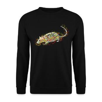 Ratten Maus Mäuse bunte Ratte - Unisex Pullover - Schwarz - Vorne - Alina (178cm) & Michal (187cm)