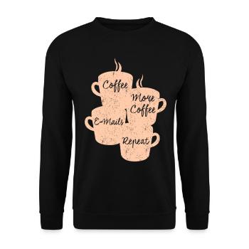 Kaffee und E-Mails Büro - Unisex Pullover - Schwarz - Vorne - Alina (178cm) & Michal (187cm)